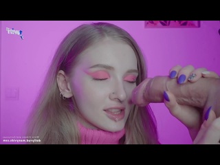 delicate and sensual blowjob with sperm in the mouth
